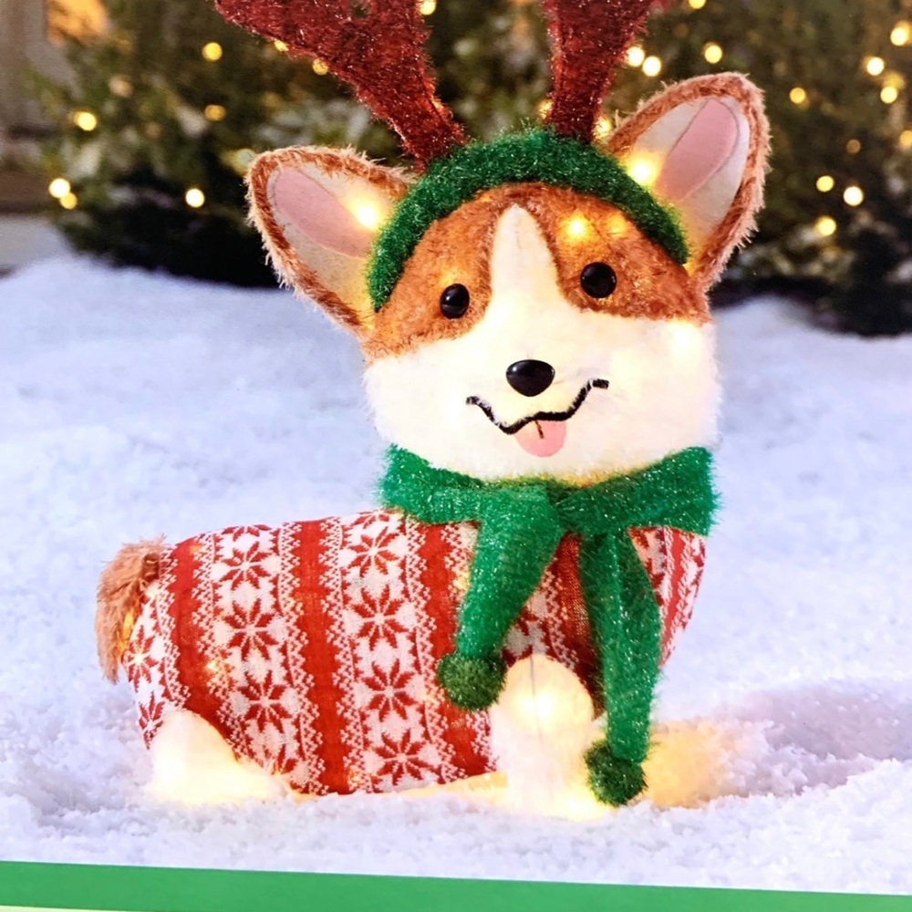 Holiday CORGI 26” Christmas LED Light Up Yard Xmas Dog Decor With Deer Antlers